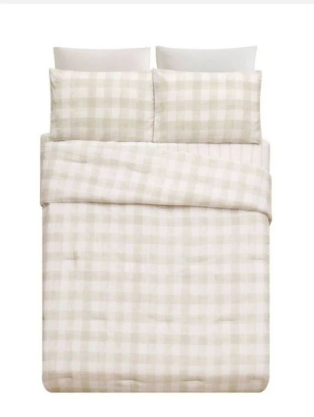Modern Heirloom 3-piece King Comforter Set in a neutral tan gingham print